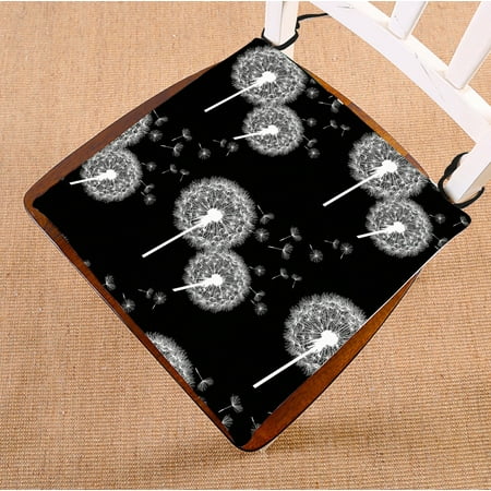 

PHFZK Flower Floral Chair Pad Black and White Dandelion Seat Cushion Chair Cushion Floor Cushion Two Sides Size 18x18 inches