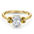 thumbnail image 3 of Gem Stone King 2.01 Ct Oval White Topaz Yellow Citrine 18K Yellow Gold Plated Silver Ring, 3 of 6