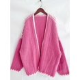 thumbnail image 3 of Women'S Oversized Cardigan Sweaters Fall Long Lantern Sleeve Knit Open Front Rose Pink XL, 3 of 7