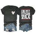 thumbnail image 1 of JAKANYQ T-Shirts pour Femmes Mode Décontractée Couleur Unie Imprimé Mignon Col Rond Manches Courtes Hauts Tee Loisirs, 1 of 2