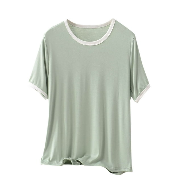 Zpanxa Plus Size Color Block T-Shirt for Women, Casual Short Sleeve Crewneck Top in a Comfortable Loose Fit