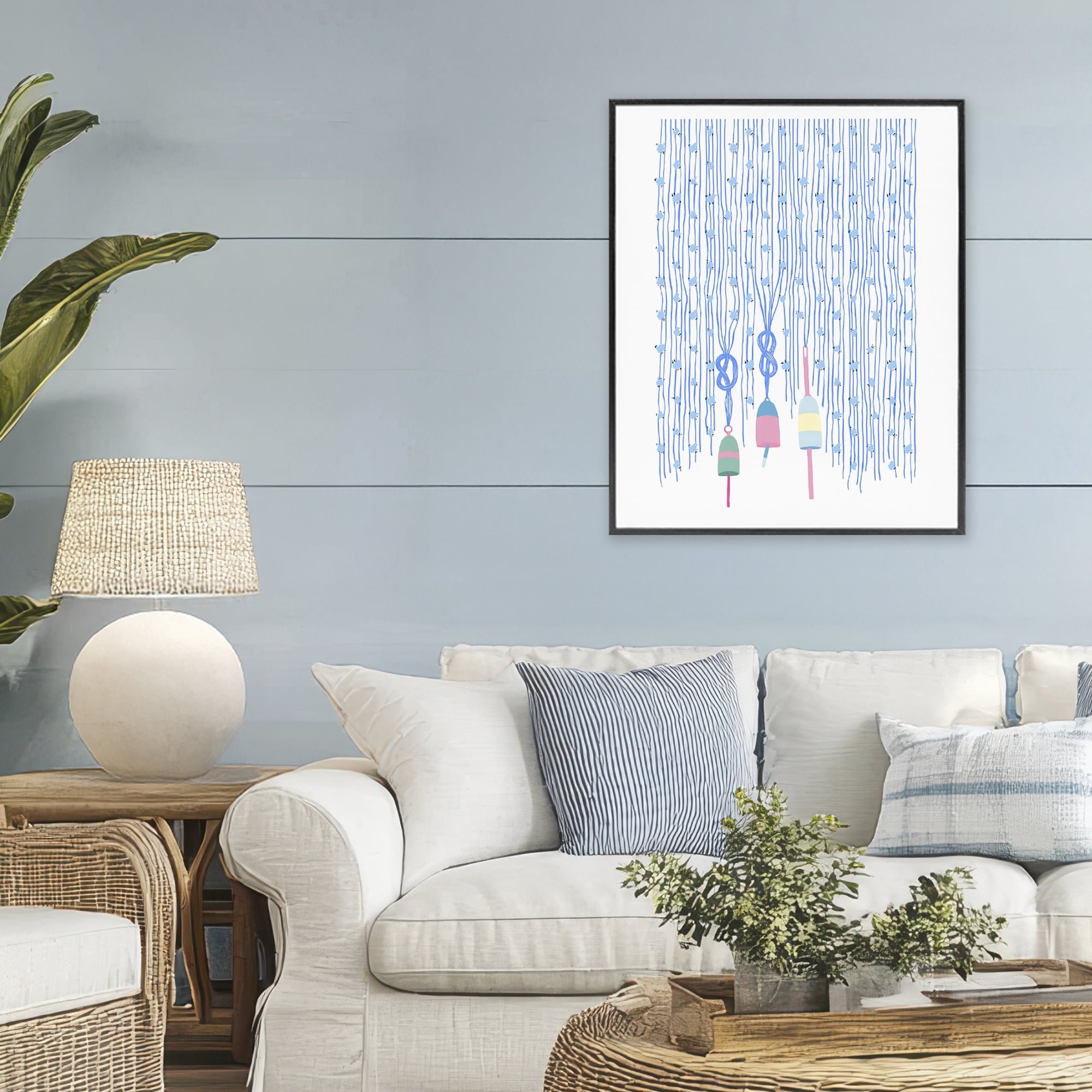Stupell Industries Hanging Buoys on Ropes Black Framed Giclee Art, design by Melissa Tilley