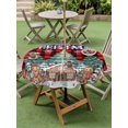 thumbnail image 3 of Outdoor Tablecloth with Umbrella Hole and Zipper, Christmas Snowflakes Round Table Cloth 54 Inch Waterproof Tablecloth, Winter Gingerbread Man Xmas Tree Plaid Picnic Table Cover for Patio Camping, 3 of 7