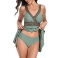 thumbnail image 4 of Sngxgn Bikini Set for Women Bathing Suit High Waisted V Neck Two Pieces Swimsuit(Green,XL), 4 of 4