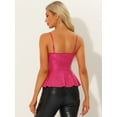 thumbnail image 3 of DARING DIVA Women's Spaghetti Strap Ruffles Peplum Sequin Tank Top XL Rose Red, 3 of 6