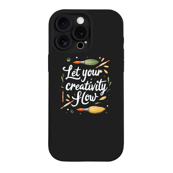Creative Flow iPhone 15 Pro Case - Lightweight Yellowing Resistant with Artistic Paintbrush Design & Decorative Elements