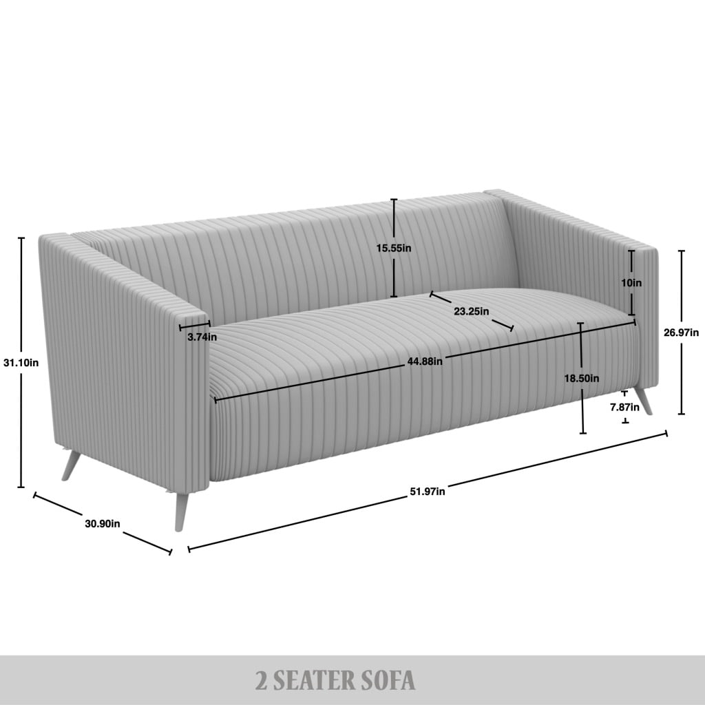 Castle Place Luxurious Corduroy Velvet Upholstered Loveseat, Grey