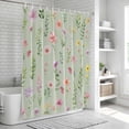 thumbnail image 5 of Pink Spring Floral Shower Curtain, Waterproof Shower Curtains for Bathroom, Farmhouse Flowers Sage Green Leaves Washable Fabric Bathtub Curtain Set Bath Decor with 12 Hooks Extra Long 72"x96", 5 of 6