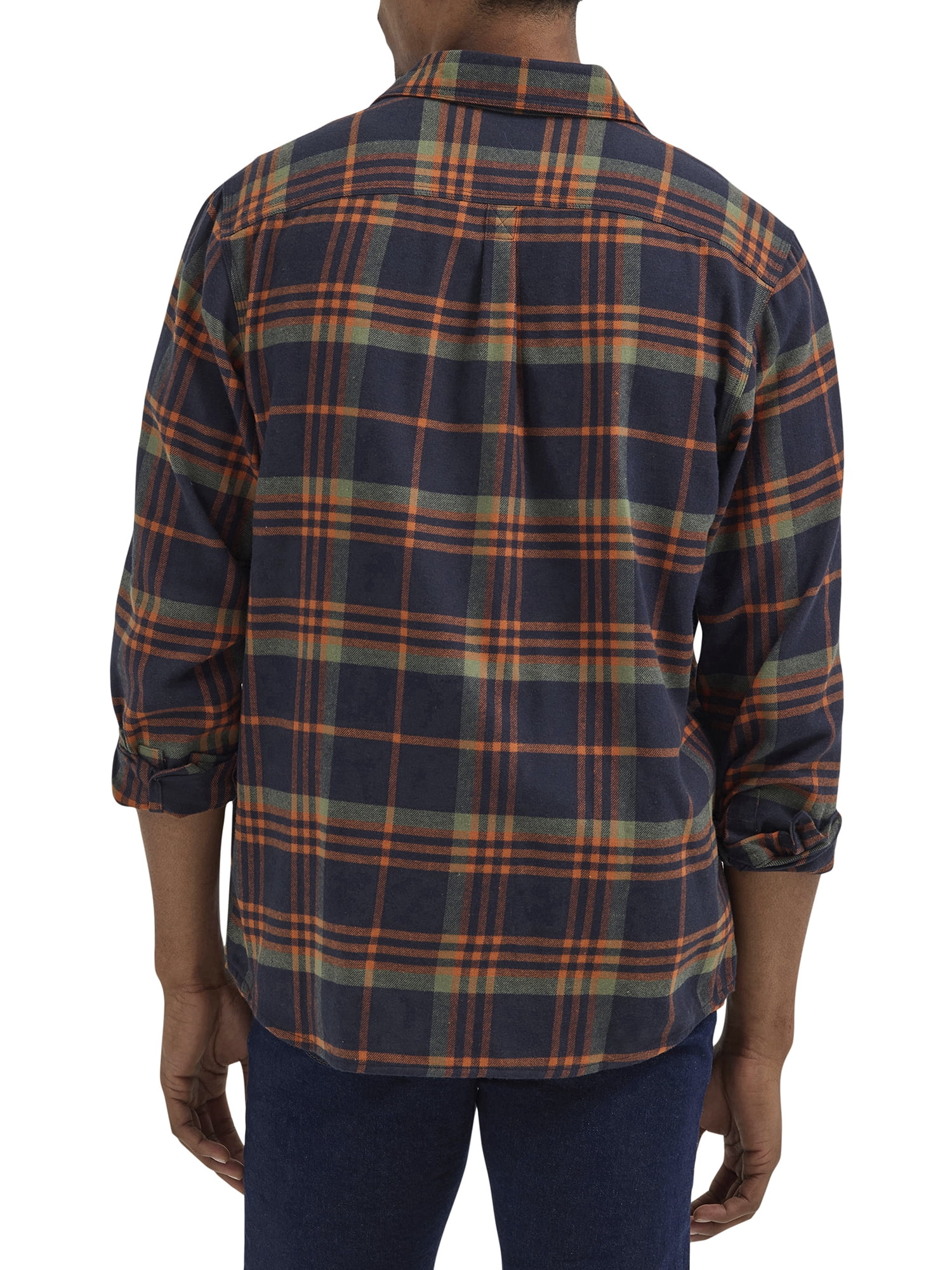 Wrangler® Men's and Big Men's Relaxed Fit Brushed Flannel Shirt with Long Sleeves, Sizes S-5XL
