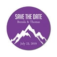thumbnail image 1 of Darling Souvenir Round 45 Pcs Snowy Mountain Save The Date Stickers Personalized Bride Groom Names And Date Envelope Seals - Violet, 1 of 4
