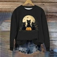 thumbnail image 6 of VKOYWKM Halloween Sweatshirt for Women Black Cat Graphic Sweatshirts Oversized Long Sleeve Crew Neck Pullover Vintage 90s Halloween Sweatshirt, 6 of 7