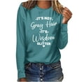 thumbnail image 2 of Fznquz Winter Womens Sweatshirts Casual Long Sleeve Green Sweatshirts Loose Fit Crewneck Letters Print Pullover Tops, 2 of 4