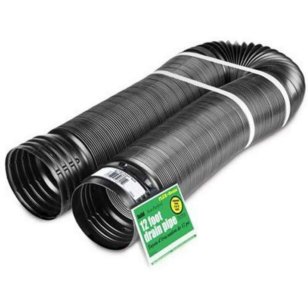 FlexDrain 51710 Flexible/Expandable Landscaping Drain Pipe, Solid, 4