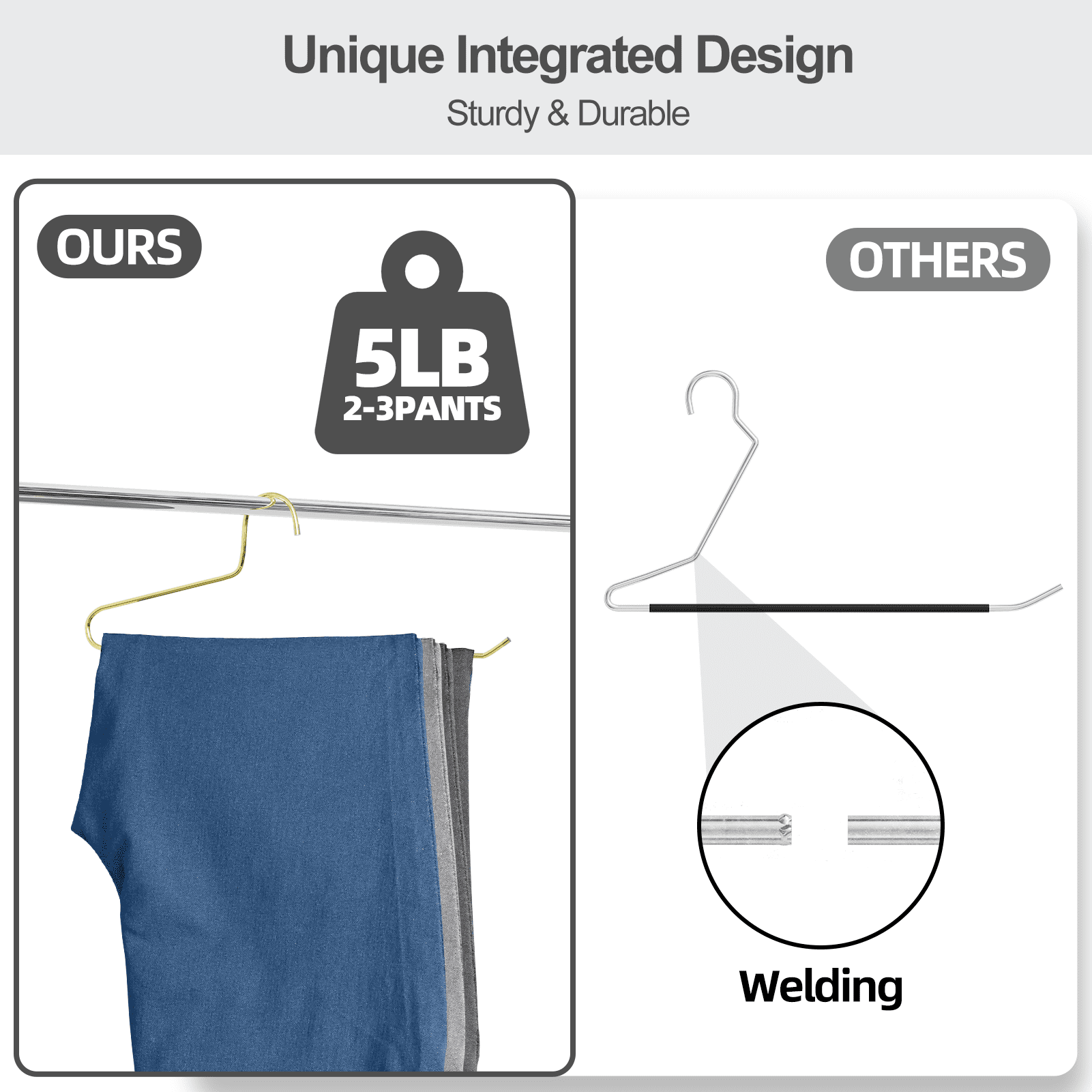 Specilite 13.4in Open Ended Metal Pants Hangers Space-Saving for Jeans,Pants, Towel, Gold-30 Pack
