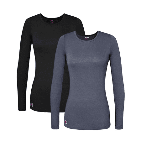 

Sivvan 2 Pack Womens Comfort Long Sleeve T-Shirt/Underscrub Tee - S85002M - BK/CR - 2X Black/Charcoal