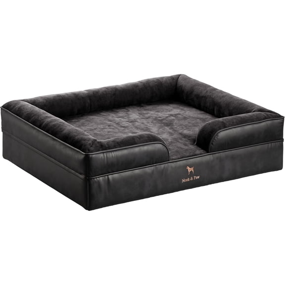 NOAH & PAW XL Dog Bed, 45x35x11 Inch, Orthopedic Large Dog Beds, Eggshell Memory Foam Infused with Cooling Gel, Waterproof, Machine Washable, Includes Inner Cover (Vegan Leather)
