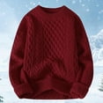 thumbnail image 3 of Knitted Sweaters for Women Comdrip Women Trendy Oversized Cable Knitted Chunky Sweaters Crewneck Long Sleeve Fall Winter Pullover Tops Cozy Sweaters for Women Wine 3XL, 3 of 6