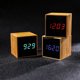 thumbnail image 3 of Cubo cuadrado Reloj de madera de bambú Mesita de noche para estudiantes Reloj electrónico digital simple Pantalla LED con espejo Inevent DZ4617-01, 3 of 7