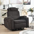 thumbnail image 2 of Lift Chairs Recliners for Elderly, Single Recliner with Heat and Massage, Upholstered Sofa Chair with Side Pockets and Cup Holders, Home Recliner Armchair with Extra-wide Seat, Dark Brown, 2 of 7
