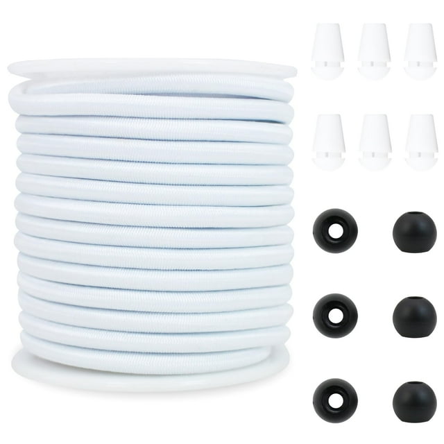 Cuerda Elástica ZH130 de 4 mm de Grosor y 15 m Blanca, Cuerda Elástica con Resorte para Costura