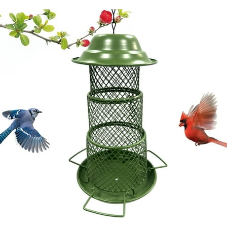 Squirrel Proof Bird Feeder for Outside Hanging, 3 Tier Retractable 360°Feeding Wild Bird Feeders