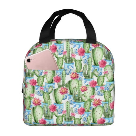 Insulated Lunch Bag for Women Men - Flowers and Cactus Leakproof Cooler Lunch Box for Women Men  Lunch Tote Bags for Work School Picnic Travel
