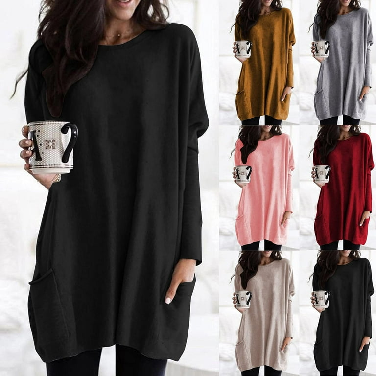  Womens Fashion Color Block Round Neck Pullover Loose Casual  Blouse Ladies Long Sleeve Shirt Casual Dressy Comfy Shirt : Ropa, Zapatos y  Joyería