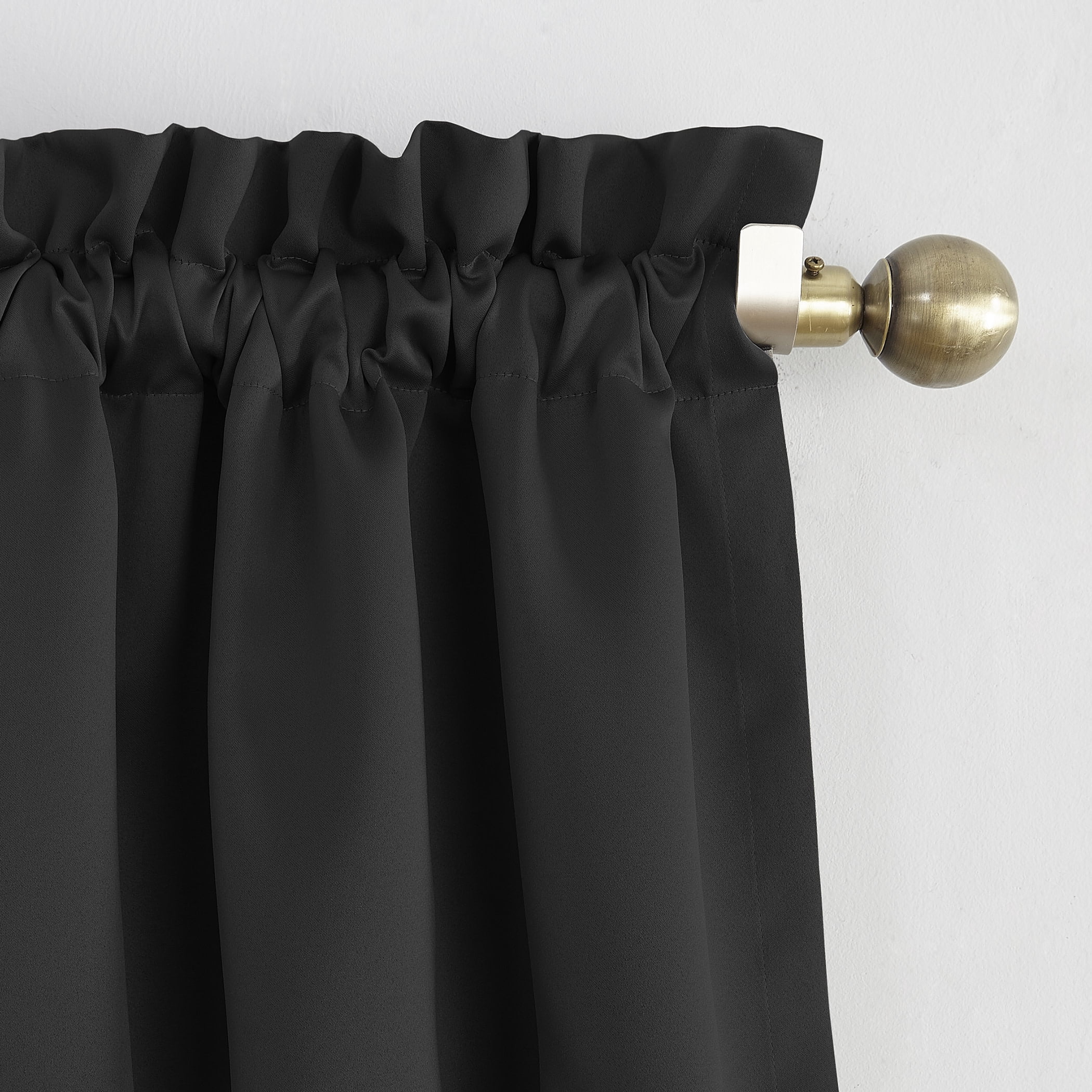 Sun Zero Nolan Energy Saving Blackout Rod Pocket Curtain Panel, 40"X63", Black (Single Panel)