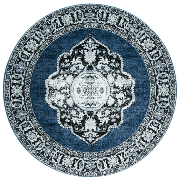 SAFAVIEH Vintage Hamadan Tahnee Oriental Area Rug, Blue/Grey, 3' x 3' Round