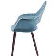 thumbnail image 5 of Homelala - Set of 2 Organic Upholstered Fabric Modern Armchairs with Dark Walnut Brown Wooden Legs for Dining Room Office or Accent Chair (Blue), 5 of 5
