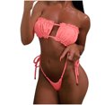 thumbnail image 3 of Hinvhai Swimsuits for Women,Summer Women's Print Split Swimsuit Swimwear Beachwear Bikini Pink S(S), 3 of 9