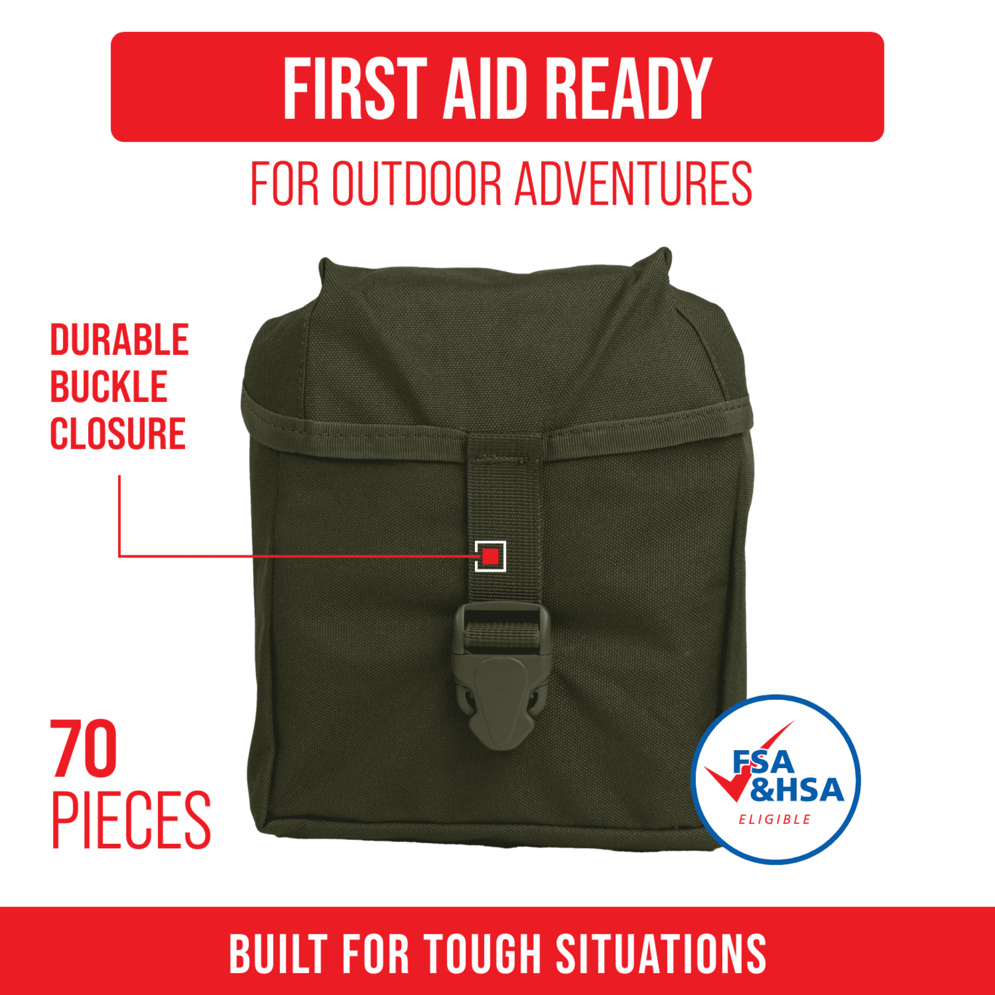 Elite Wilderness First Aid Kit, 70 Pieces – Comprehensive Emergency Survival Medical Supplies for Camping, Hiking, Backpacking, Car, Home, and Outdoor Adventures