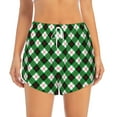 thumbnail image 2 of Picia Green Argyle Plaid Pattern Women's 2 in 1 Athletic Running Shorts High Waisted Workout Casual Gym Sweat Shorts with Comfy Liner Zipper Pockets-Large, 2 of 9