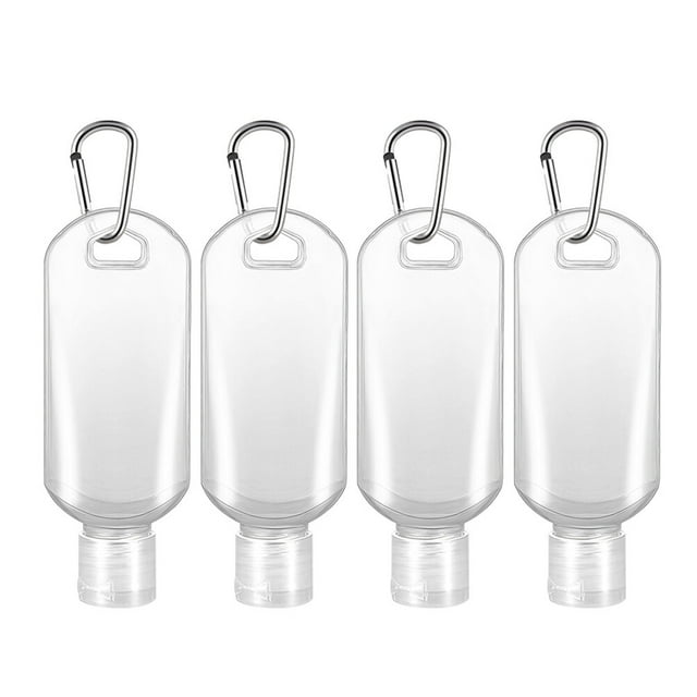 8pcs 50ml Refillable Bottles with Hook Hand Sanitizer Bottle Travel Bottles Lotion Bottles (Transparent Bottles Random Color Hook)