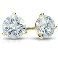 thumbnail image 2 of 14k Yellow Gold Round Moissanite Stud Earrings (2ct TGW, 6.5mm, J-K) 3-Prong Martini, Screw-Back by Diamond Wish, 2 of 3