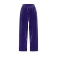 thumbnail image 4 of ZHYou No Boundaries Womens Velvet Pants,Drawstring Waist,Soft Comfy,Straight Leg,Pull On Trousers with Pockets,Purple,Size M, 4 of 6