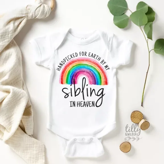 Handpicked For Earth By My Sibling In Heaven Baby Bodysuit, Rainbow Baby Gift Cute Baby Onesie, Baby Bodysuit Lat 4424 Cute Baby Onesie, BABY BODYSUIT LAT 4424