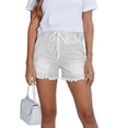 thumbnail image 3 of ZIXKCGDSE Denim Shorts Women Drawstring Elastic Waist Jean Shorts with Pockets Going Out Size L, 3 of 4