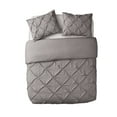 thumbnail image 3 of VCNY Home Carmen 3-Piece Grey Pintuck Duvet Set, Queen, 3 of 5