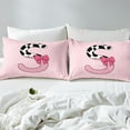 thumbnail image 4 of Erosebridal Monogrammed Letter Full Sheet Sets,Cattle Print Bedding Full Size,Lightweight Bed Sheets Set Full Size,Pink Bow Tie Decoration,4pcs, 4 of 7