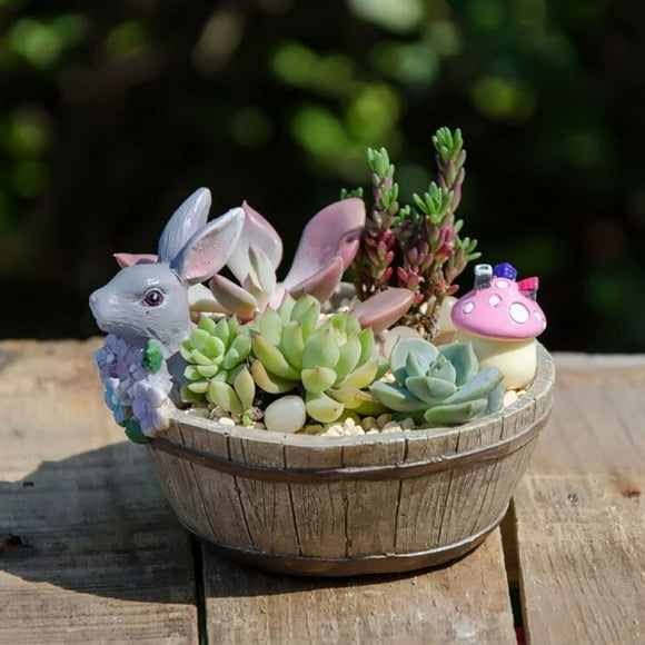 Rabbit Succulent Herb Planter Flower Basket Pot Trough Box Plant Easter Home Decor