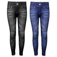 thumbnail image 6 of 2 Girls Jegging Leggings Ballerina Stretch Denim Jeans Look Blue Black Kid S/M, 6 of 6