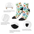 thumbnail image 5 of Fuzoiu Colorful Dinosaur Print Adult Socks, Crew Moisture-wicking Socks, Unisex Cushion Crew Socks,Casual Sports Ankle Socks, 5 of 7