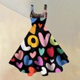 thumbnail image 3 of Women's A-line Dress Casual Fashion Valentine's Day Heart Print Off-Shoulder Sleeveless Dress Multicolor XL, 3 of 4