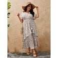 thumbnail image 6 of LapaPlus Women Plus Size Summer Dress 2025 Boho Floral Maxi with Cascading Ruffles Dress for Beach Wedding, Vacation, 6 of 12
