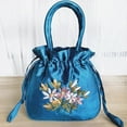 thumbnail image 5 of Ethnic Style Flower Handmade Embroidery Canvas Tote Bag Satin Handbag Stora U9M8, 5 of 8