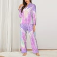 thumbnail image 2 of Naloa Purple Sparkling Butterfly Pajamas for Women Set, Womens Pajama Sets, Lounge Sets for Women, 2pjs for Women-Large, 2 of 7