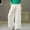 White, variant on IDALL Linen Pants Women Wide Leg Pants Woman Women New Casual And Fashionable Loose Solid Color Mid Waist Cotton Linen Wide Leg Pants Lounge Pants Women Baggy Pants Black L