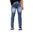 thumbnail image 2 of Men's Muscle Fit Distressed Moto Quilt Zipper Super Skinny Stretch Denim Jeans (BDX-80-MB/SS - Medium Blue, 32x30), 2 of 3