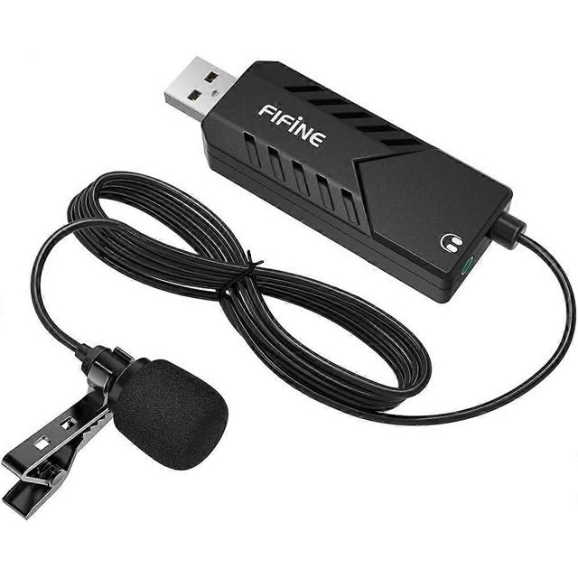 USB Lavalier Microphone, Clip-on Cardioid Condenser Computer mic Plug and Play USB Lapel Microphone with Sound Card for PC and Mac-K053